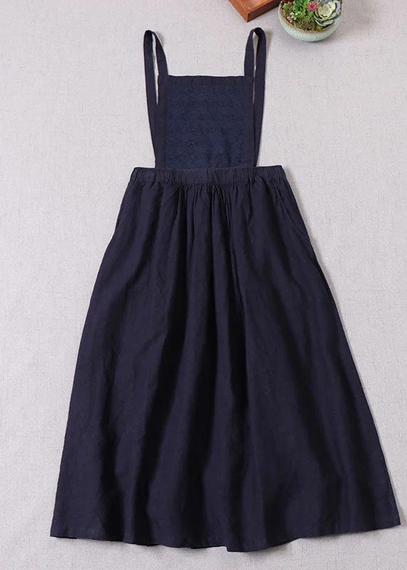 Women denim Blue Embroideried high waist Linen Dress Spring Casual Outfits Relaxed Denim Skirt