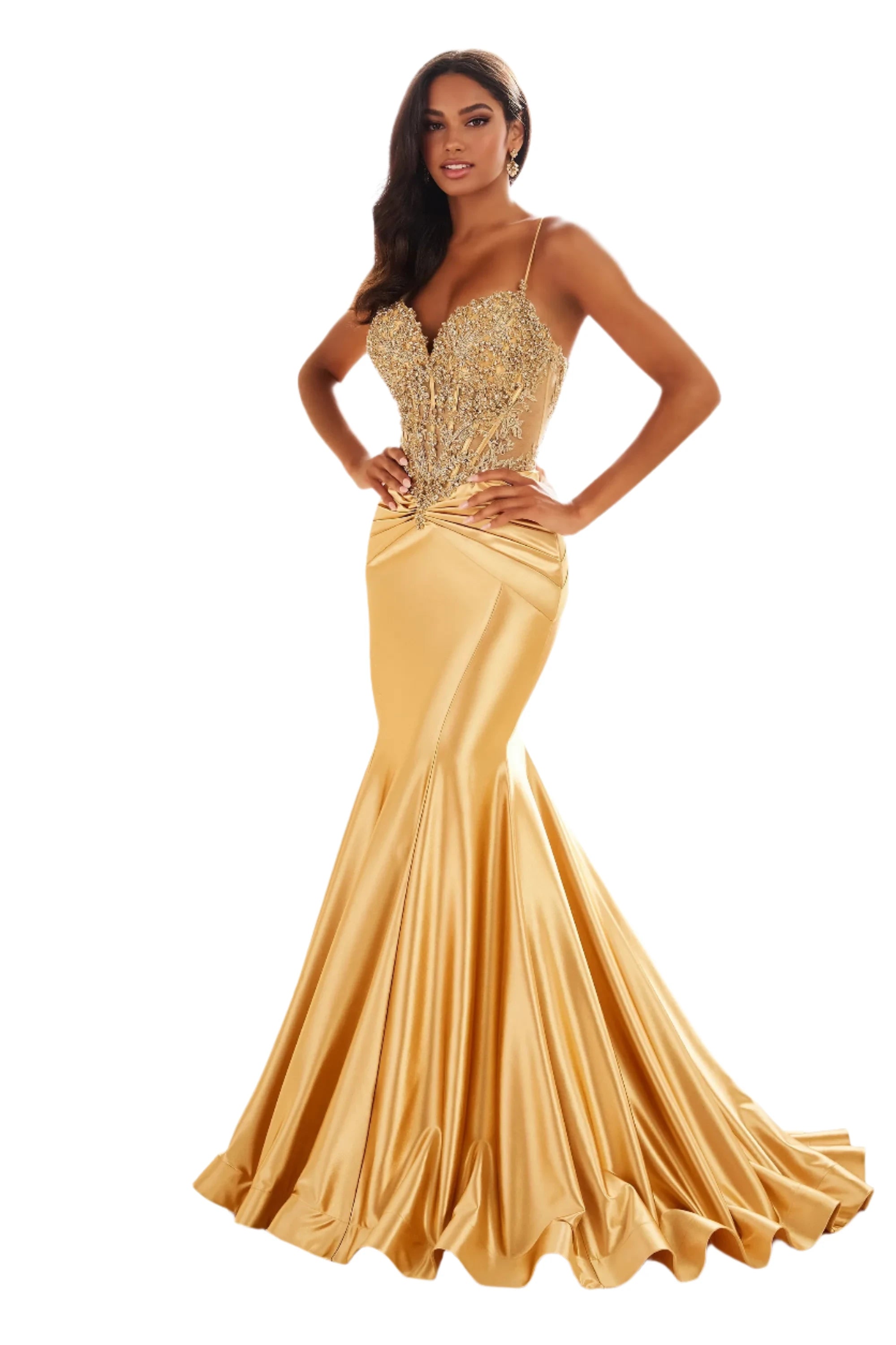 Ellie Wilde EW36004 Size 0 Gold Sheer Sequin Lace Mermaid Prom Dress Pageant Gown Train Formal evening gown Sequin Slip Dress