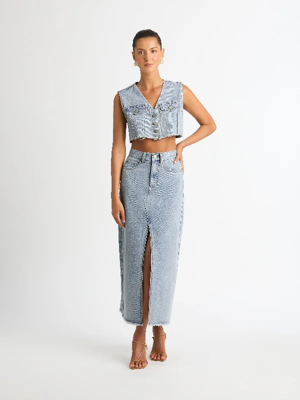 TYRA DENIM SKIRT High Rise Denim Skirt