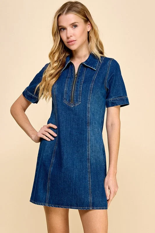 Dance Dark Denim Dress Elastic Waist Denim Skirt