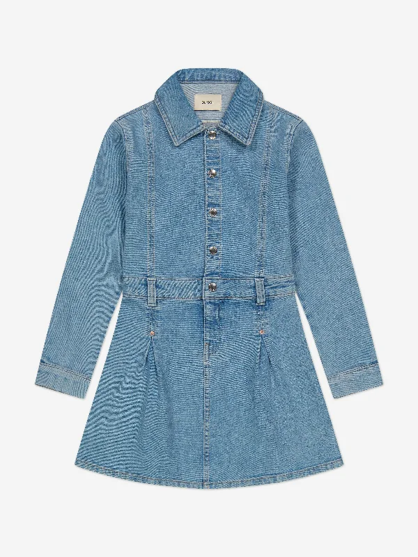 DL1961 Girls Manning Denim Dress in Blue Ripped Denim Skirt