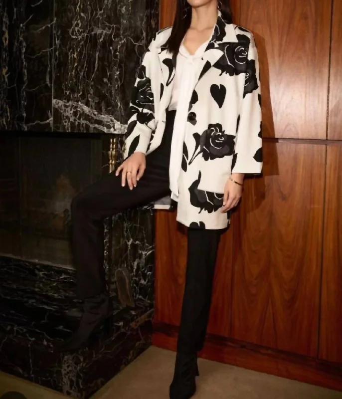 Multi Coat In Off White Multi Elegant Blazer Look