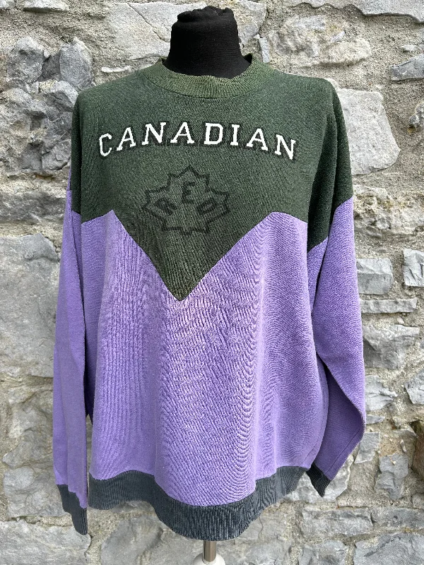 80s Canadian purple&grey sweatshirt M/L Pullover for Cold Weather