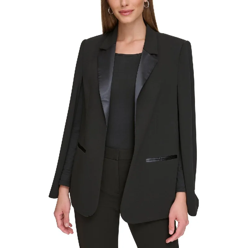 Petites Womens Solid Collared Open-Front Blazer Women’s Blazer Chic