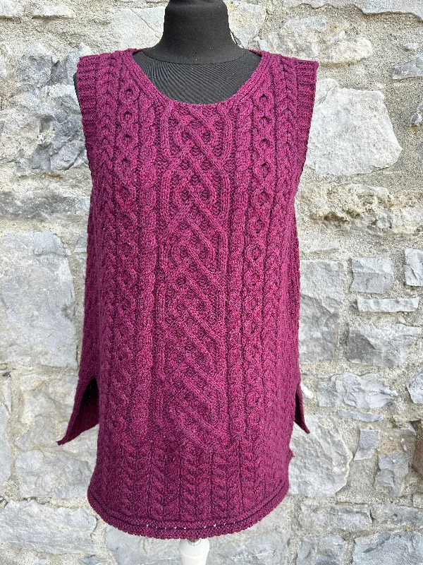 Maroon Aran style gilet uk 14 Relaxed Fit Pullover