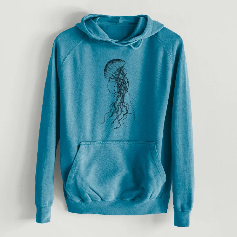 Black Sea Nettle Jellyfish - Chrysaora achlyos  - Mid-Weight Unisex Vintage 100% Cotton Hoodie Sweatshirt Hoodie Collection