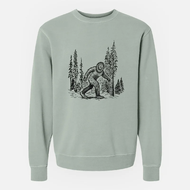 Bigfoot in the Woods - Unisex Pigment Dyed Crew Sweatshirt Zip-up Sweatshirt Look