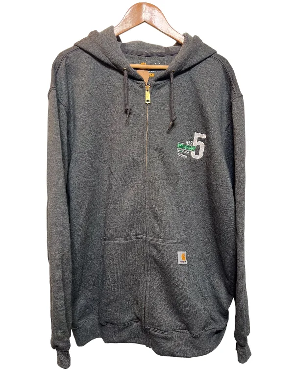 Carhartt Grey Zipped Hoodie (Size XL) Oversized Hoodies for Women