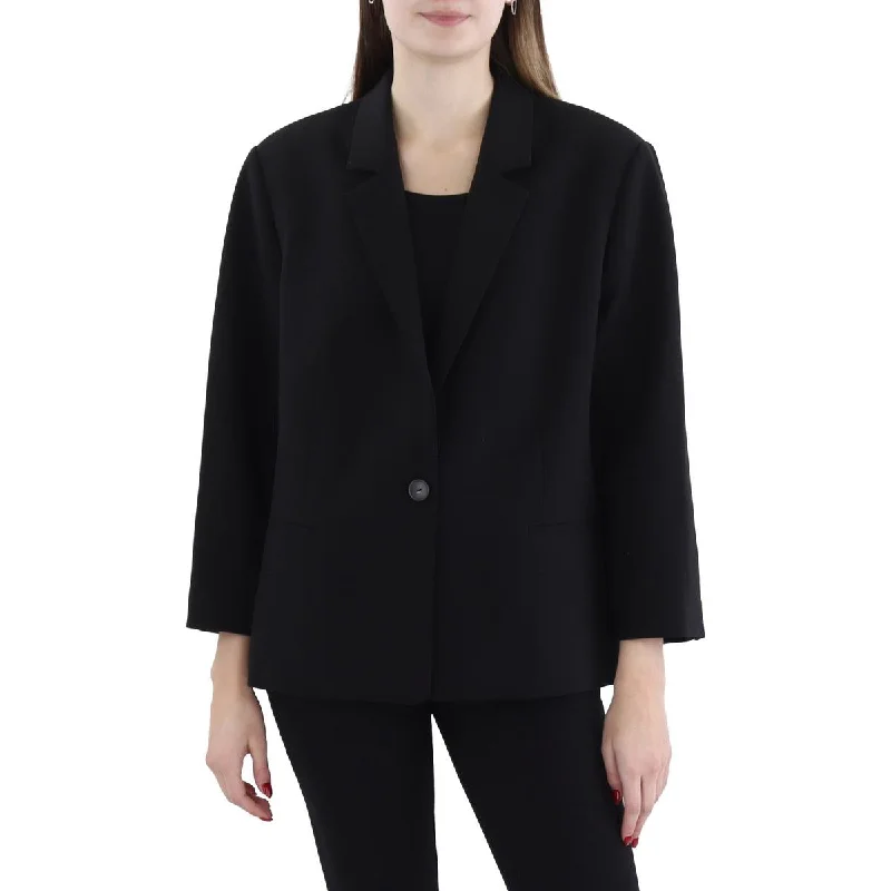 Womens Solid Workwear One-Button Blazer Fitted Blazer Jacket