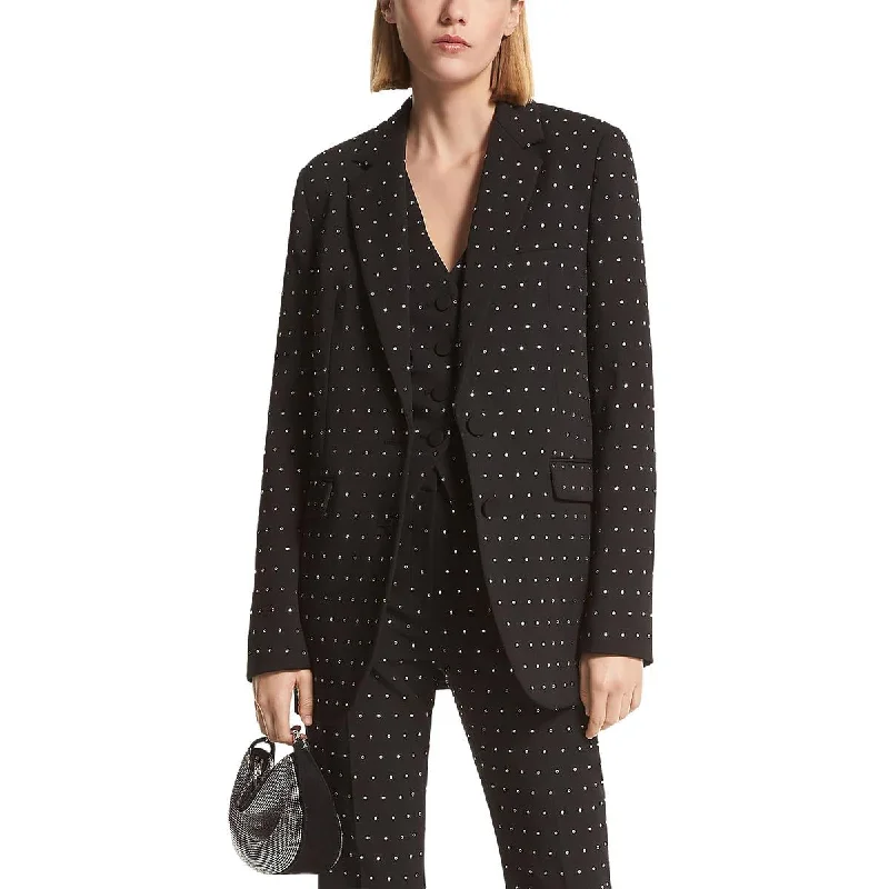 Womens Embellished Pocket Two-Button Blazer Office Wear Blazers