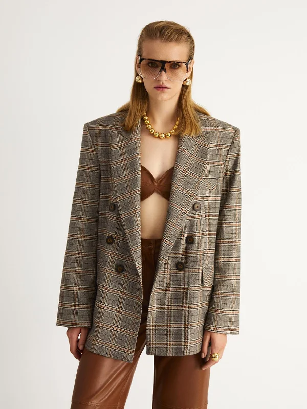 Double-Breasted Blazer Stylish Tweed Blazer