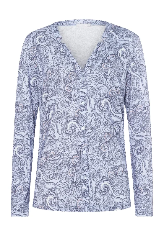 Sleep And Lounge Button Front Shirt | Calm Paisley 77934-2954 Loungewear pajama sets