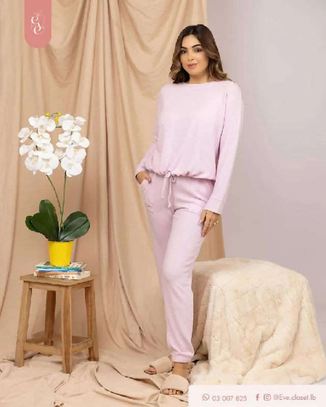 EVE.CLOSET Ladies' Tie Waist Pajamas Fleece pajama sets