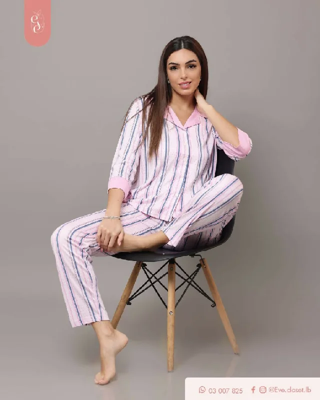 EVE.CLOSET Long Sleeve Striped Pajamas Affordable pajama sets