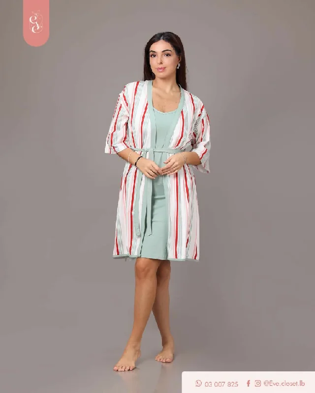 EVE.CLOSET Mint Dress And Robe Sleeveless pajama sets