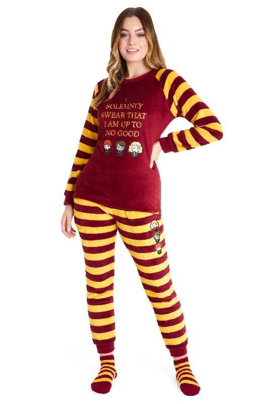 Harry Potter Womens Pyjamas, Fleece Loungewear Fluffy Socks Gift Set Petite pajama sets