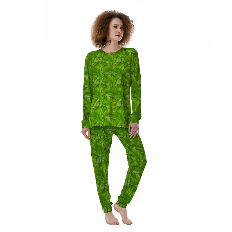 Oak Leaf Green Print Women's Pajamas Calvin Klein pajama sets