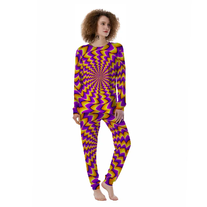 Optical Illusion Moving Dizzy Circle Women's Pajamas Flannel pajama sets