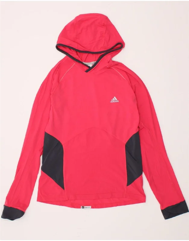 ADIDAS Womens Climacool Hoodie Jumper UK 12 Medium  Pink Colourblock Zip-up sweaters