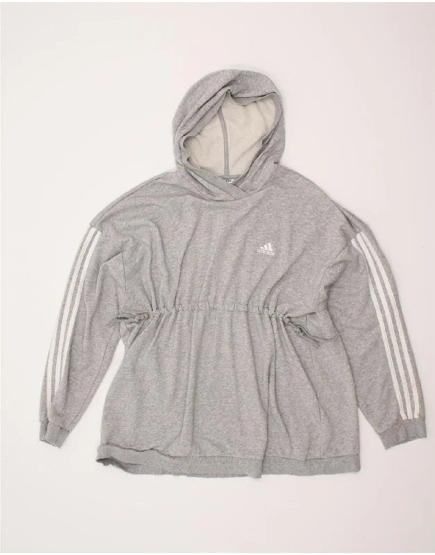 ADIDAS Womens Oversized Hoodie Jumper UK 20/22 XL Grey Cotton Turtleneck sweaters