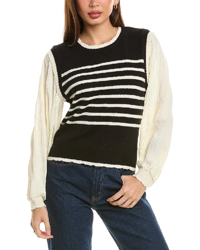 Bobeau Mixed Media Wool-Blend Sweater Classic sweaters