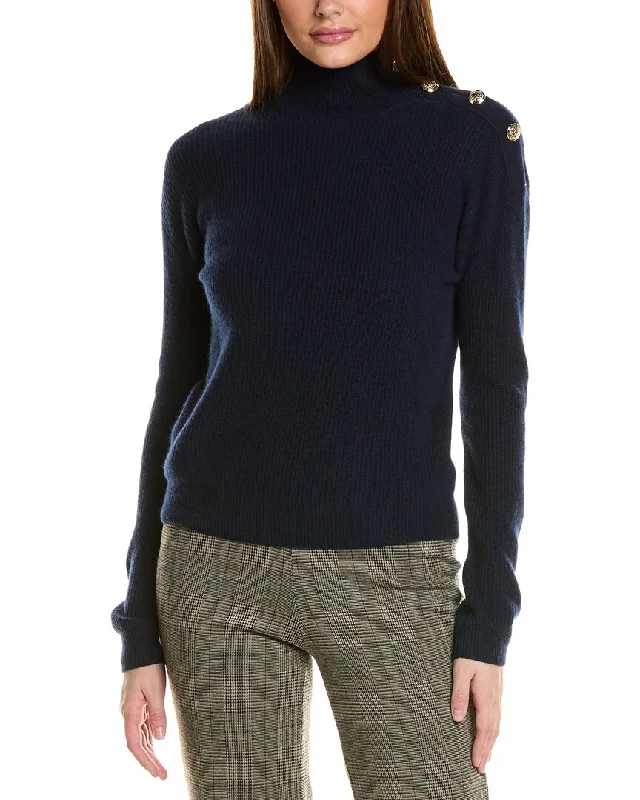 Bruno Magli Rib Button Shoulder Mock Nek Cashmere Sweater Gucci sweaters