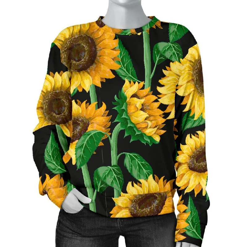 Cartoon Sunflower Pattern Print Women's Sweatshirt Best sweaters for cold weather