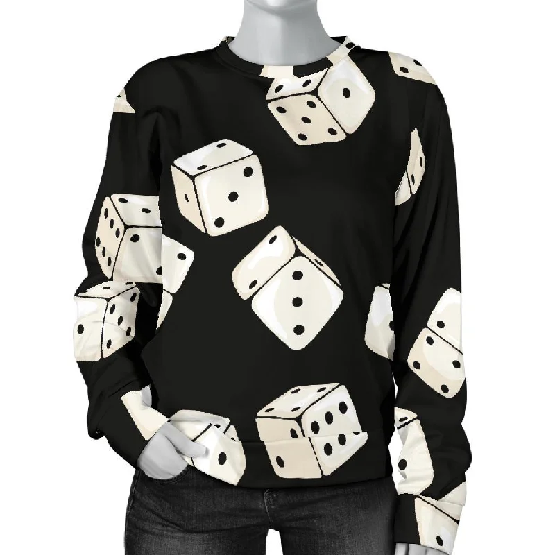 Casino Dice Pattern Print Women's Sweatshirt Wrinkle-resistant sweaters