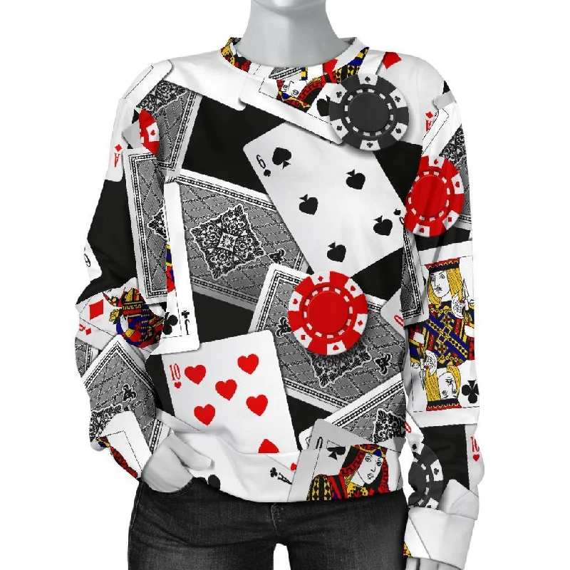 Casino Poker Print Pattern Women's Sweatshirt Formal sweaters