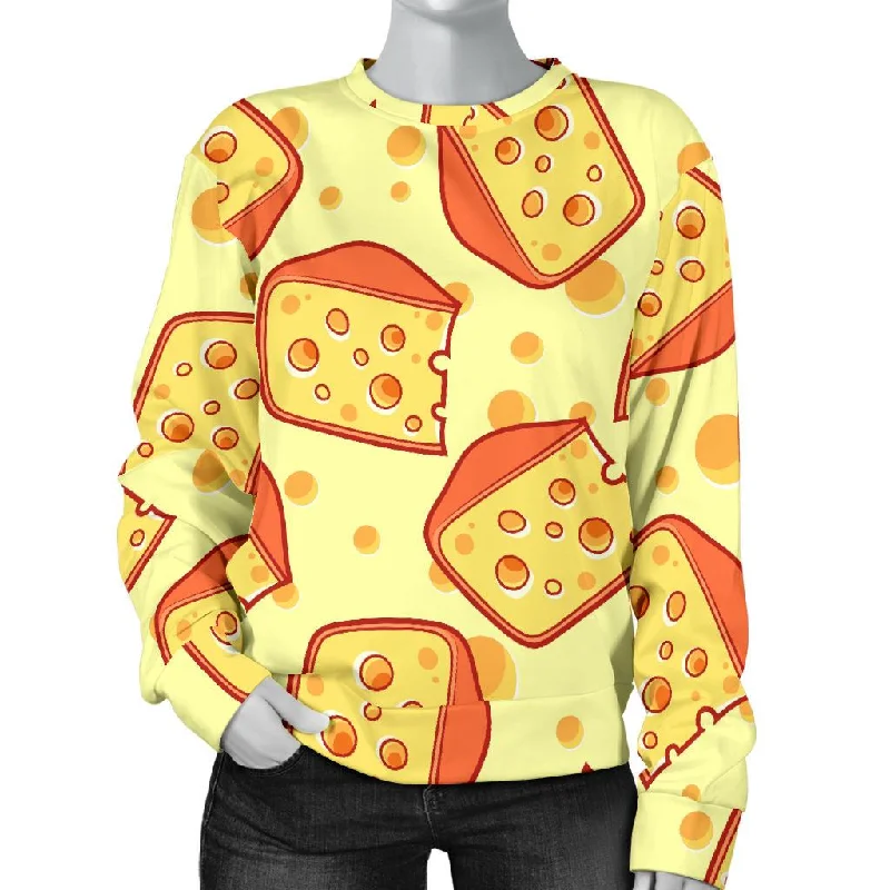 Cheese Print Pattern Women's Sweatshirt Office sweaters