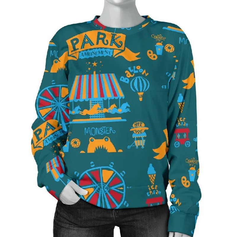 Circus Amusement Park Pattern Print Women's Sweatshirt Oversized sweaters