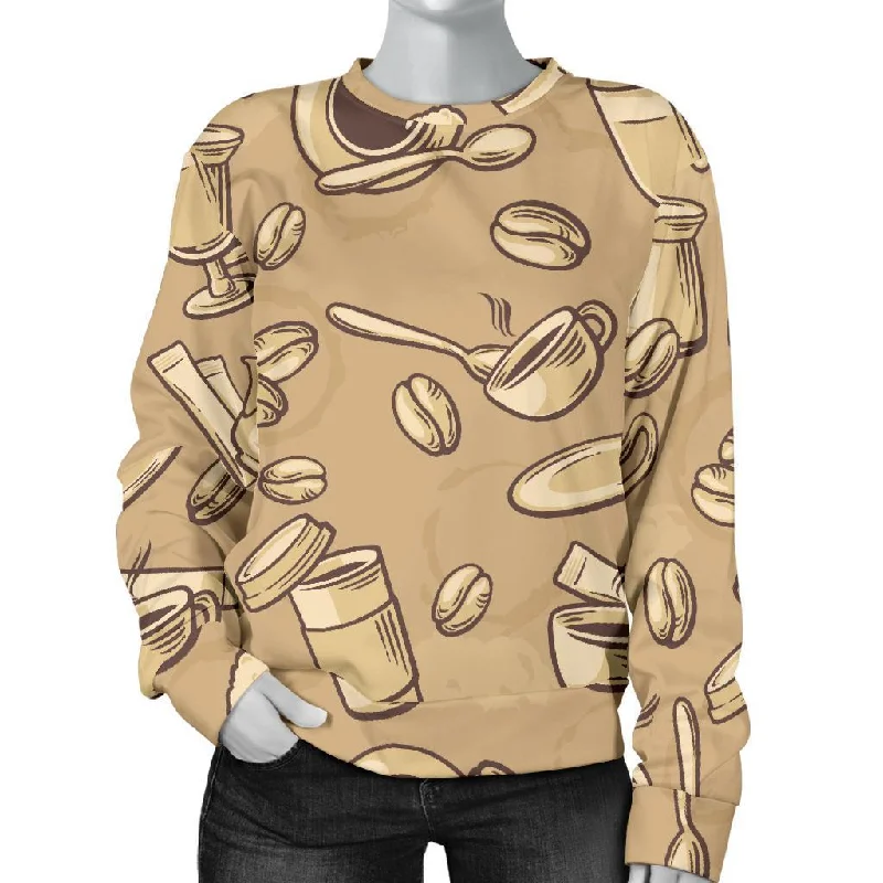 Coffee Pattern Print Women's Sweatshirt Must-have sweaters for this season