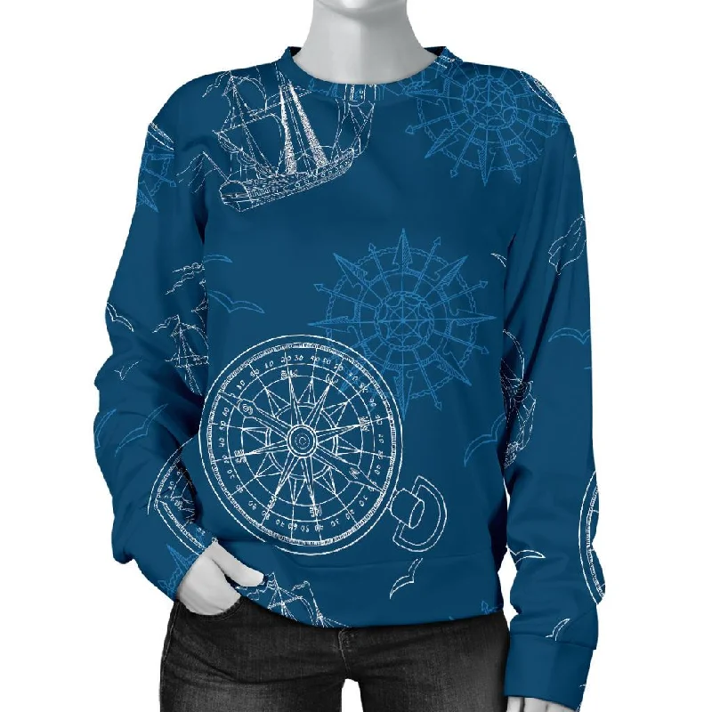 Compass Direction Pattern Print Women's Sweatshirt Weekend sweaters