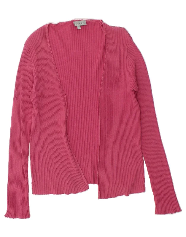 JIGSAW Womens Open Cardigan Sweater UK 12 Medium Pink Cotton Date night sweaters