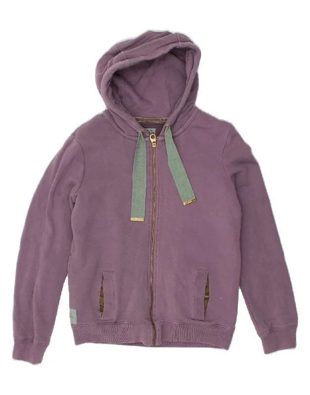 JOULES Womens Oversized Zip Hoodie Sweater UK 10 Small Purple Cotton Trendy oversized sweaters