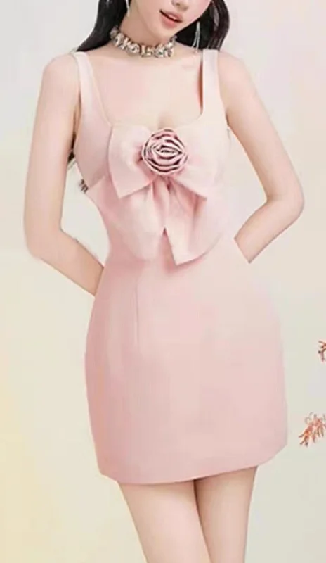 3D FLOWER STRAP MINI DRESS IN PINK Budget-friendly mini dresses