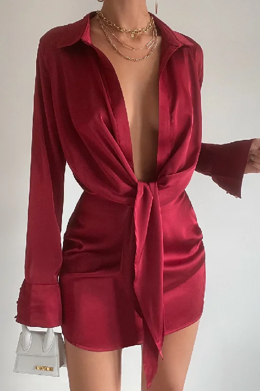 RUBY SILK DRESS - MERLOT Sequin mini dresses