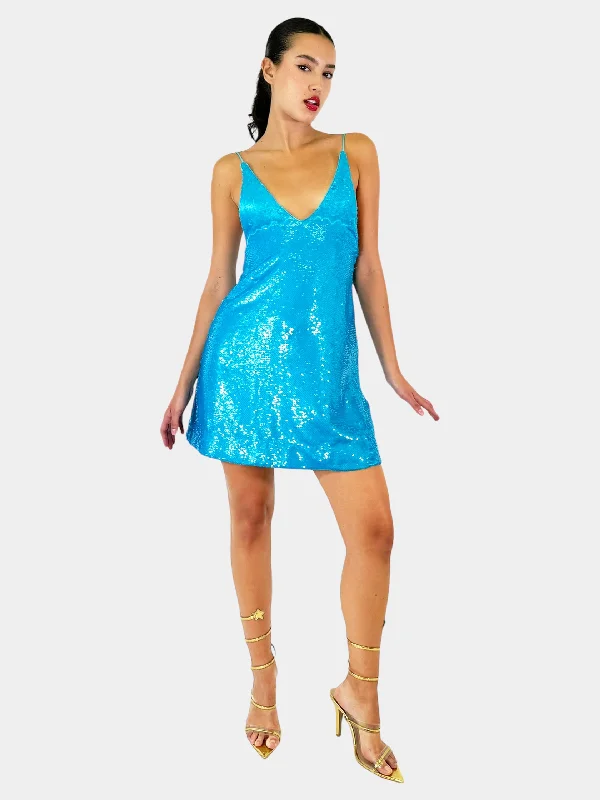 Sequin Spaghetti Strap Mini Dress - Size 36 Halter mini dresses