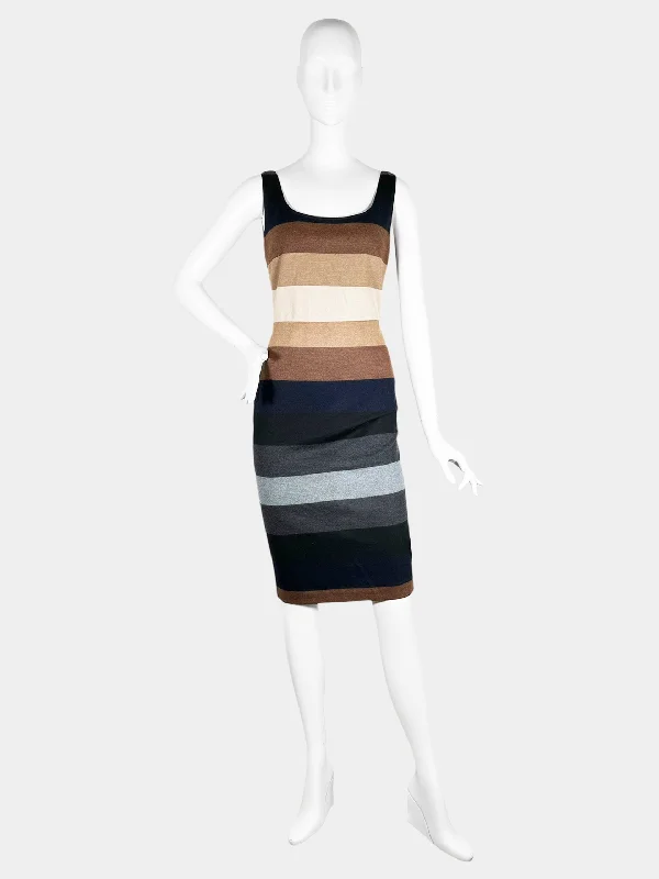 Sleeveless Stripe Wool Dress - Size 40 Best mini dresses for plus size