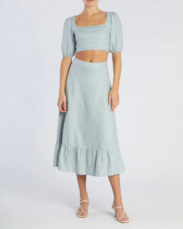 Violetta Linen Skirt - Periwinkle Side-tie unclassified skirts