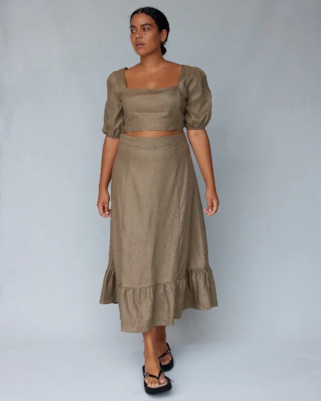 Violetta Linen Skirt - Khaki Fashionable unclassified skirts