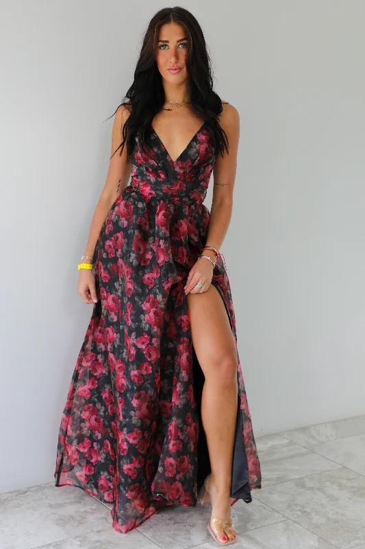 I'm Just Me Maxi Dress: Black/Floral Summer party maxi dresses