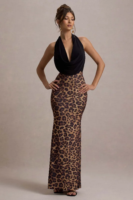 Krystal | Animal Print Deep Plunge-Neck Maxi Dress ASOS maxi dresses