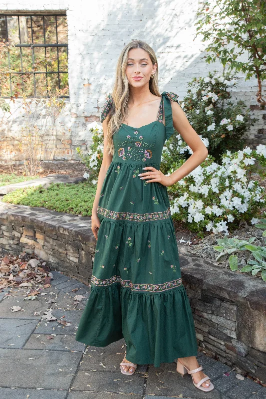 Lakyn Embroidered Maxi Dress, Hunter Green Cheap maxi dresses