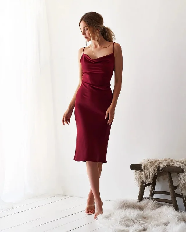 Night To Remember Satin Maxi Dress - Merlot Best value maxi dresses