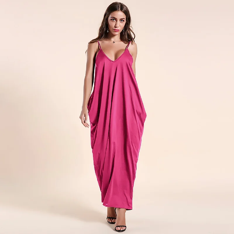 Olivian Pocketed Maxi Dress - Magenta Wedding guest maxi dresses