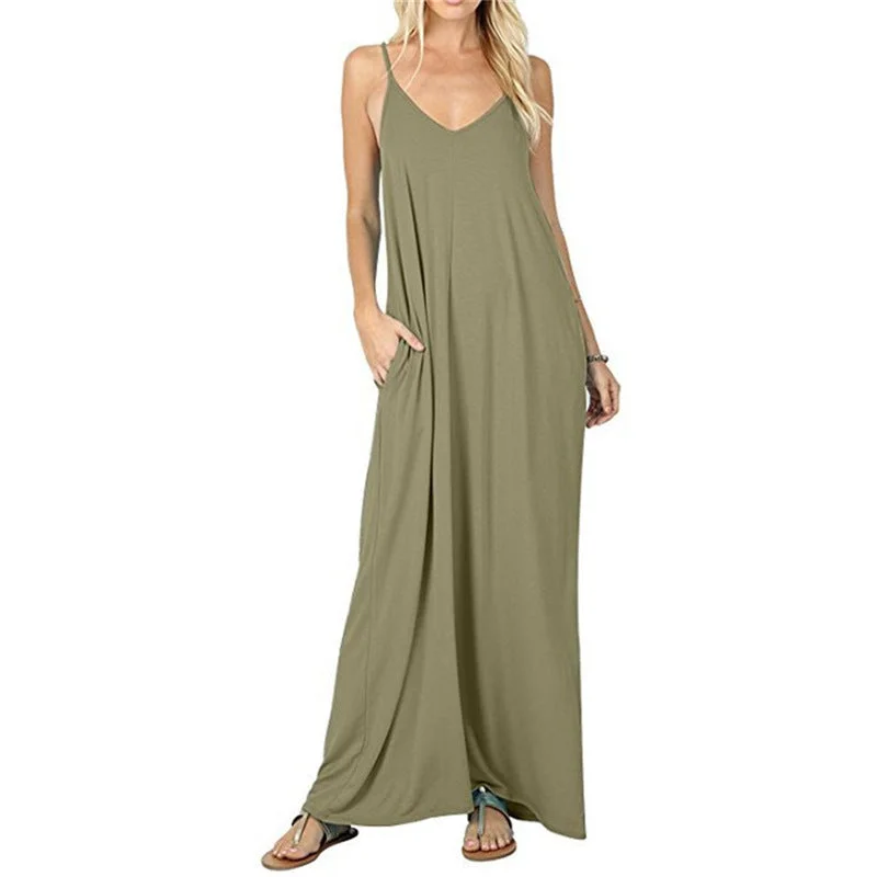 Olivian Pocketed Maxi Dress - Moss Green Knitted maxi dresses