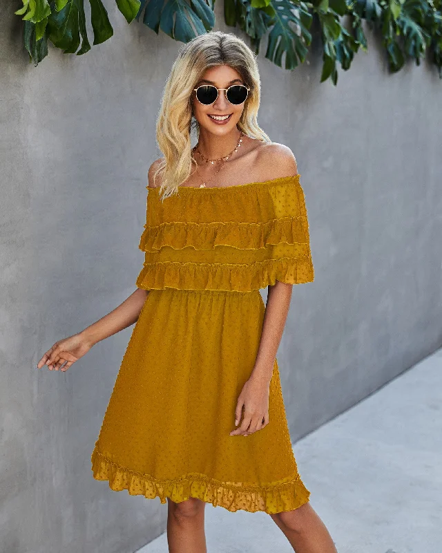 Panache Off The Shoulder High Low Maxi Dress - Sunflower A-line maxi dresses