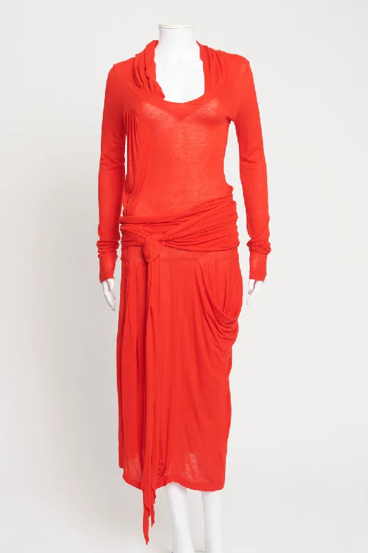 Red Preowned Midi Dress High-end midi dresses