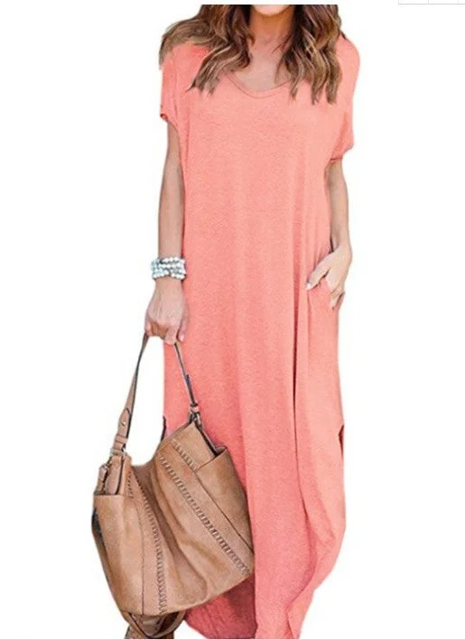 Shantae Pocketed Knit Maxi Dress - Peach Spring maxi dresses